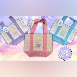 Trader Joe's PINK Mini Tote Bag Pastel Canvas
